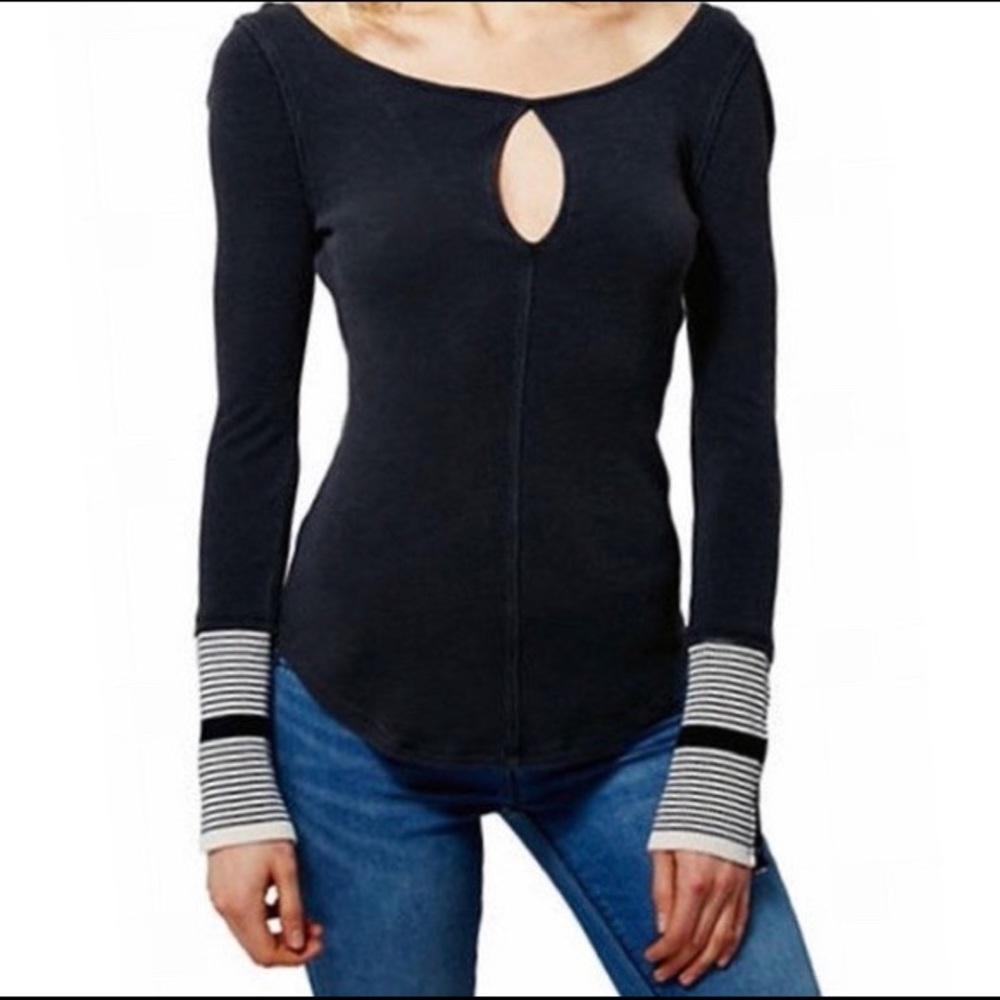 NWT Free People Striped Cuff Thermal Long Sleeve S